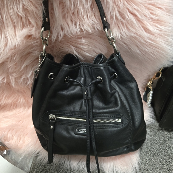 Coach Black Leather Drawstring Shoulder Bag - Picture 4 of 8
